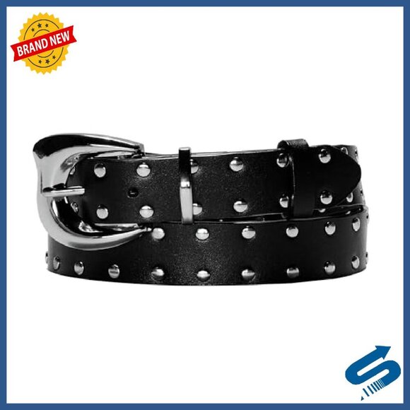 Genuine Leather Studded Belt Adjustable Punk Style 41.3 Inches main image 6